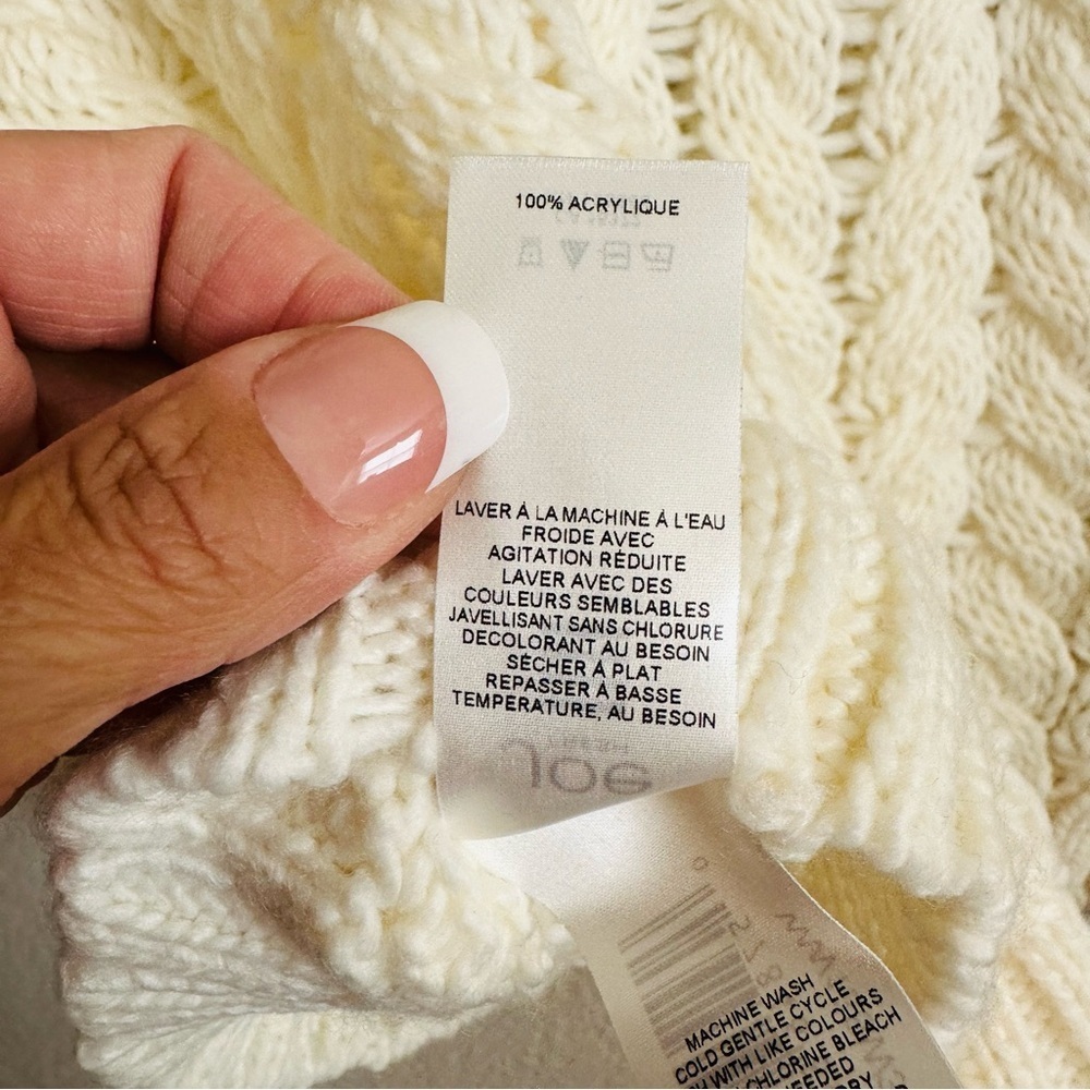 Joe Fresh Women's Pullover Sweater Size Small Ivory 100% Acrylic Cable Knit - Picture 10 of 11